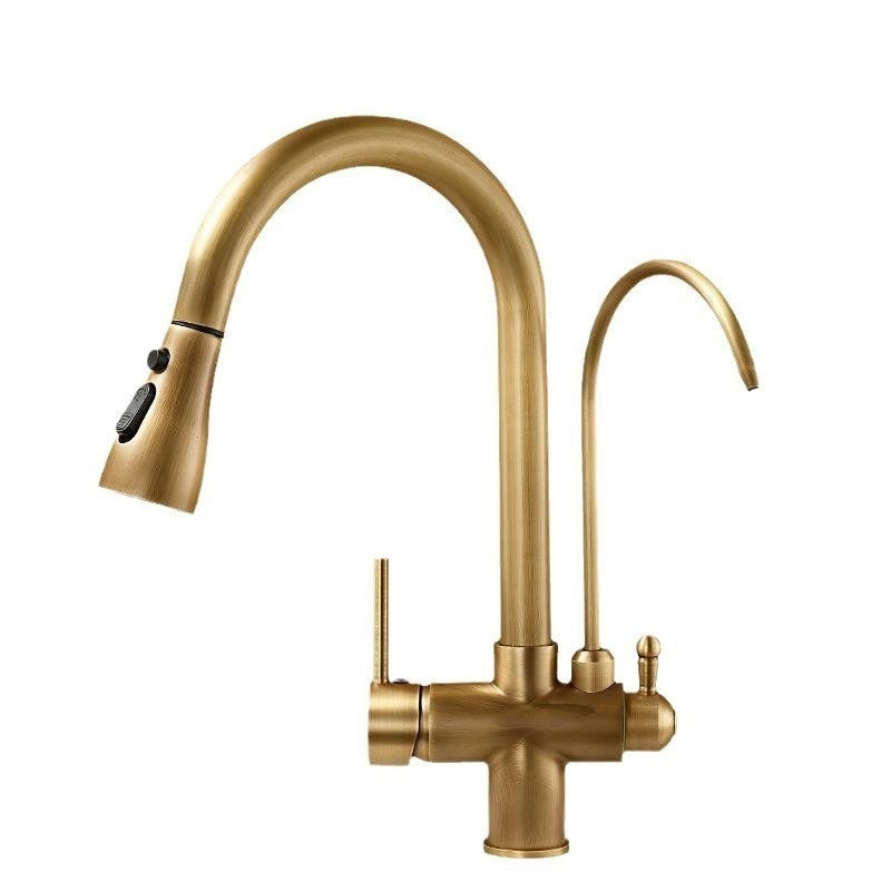 Antique Copper Three-in-One Kitchen Faucet