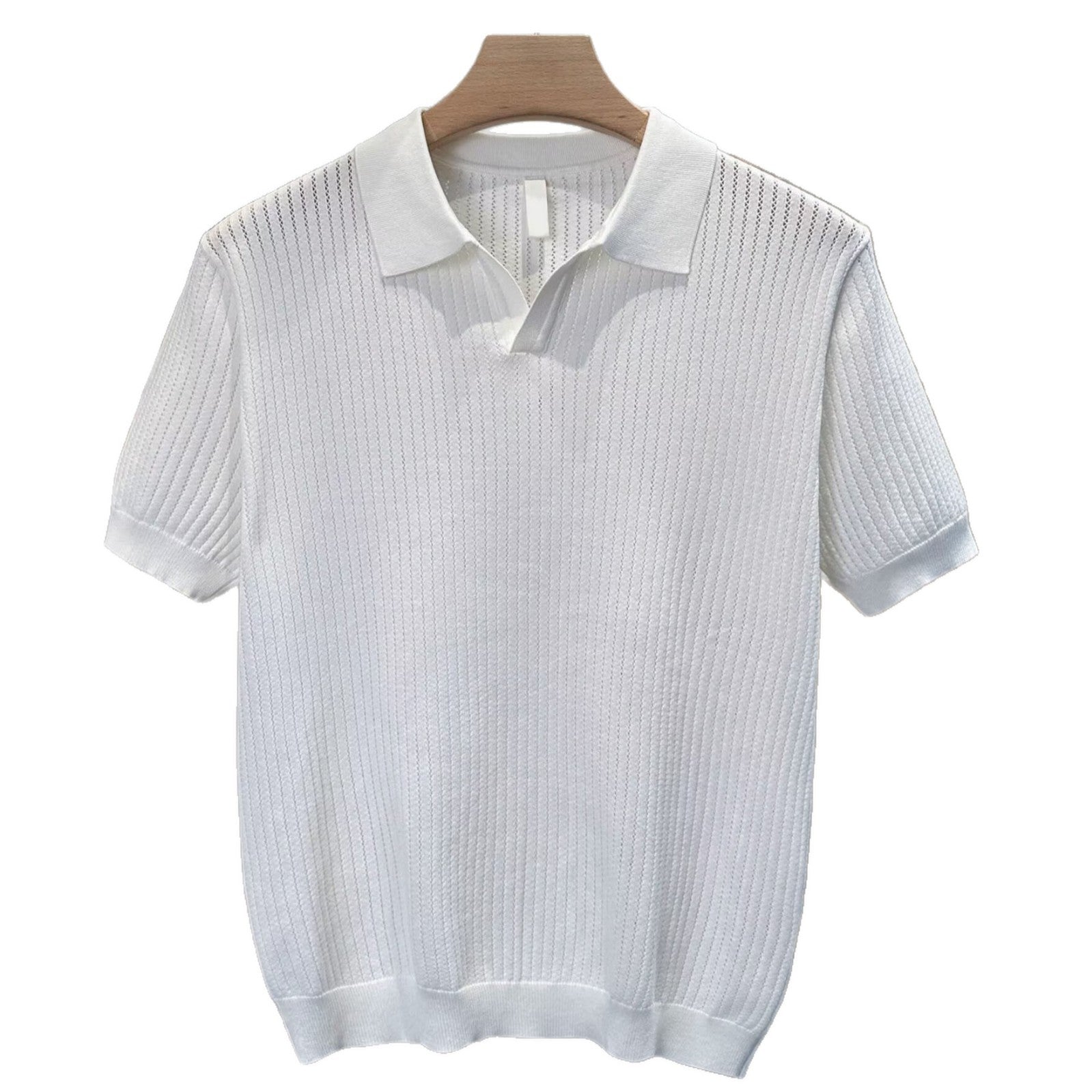 Mens V-Neck Knit Polo Shirt