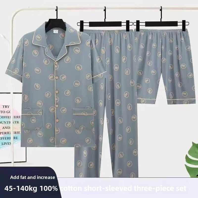 Pure Cotton Mens Three-Piece Pajama Set