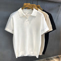Mens V-Neck Knit Polo Shirt
