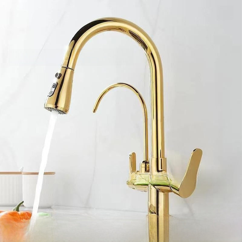 Antique Copper Three-in-One Kitchen Faucet