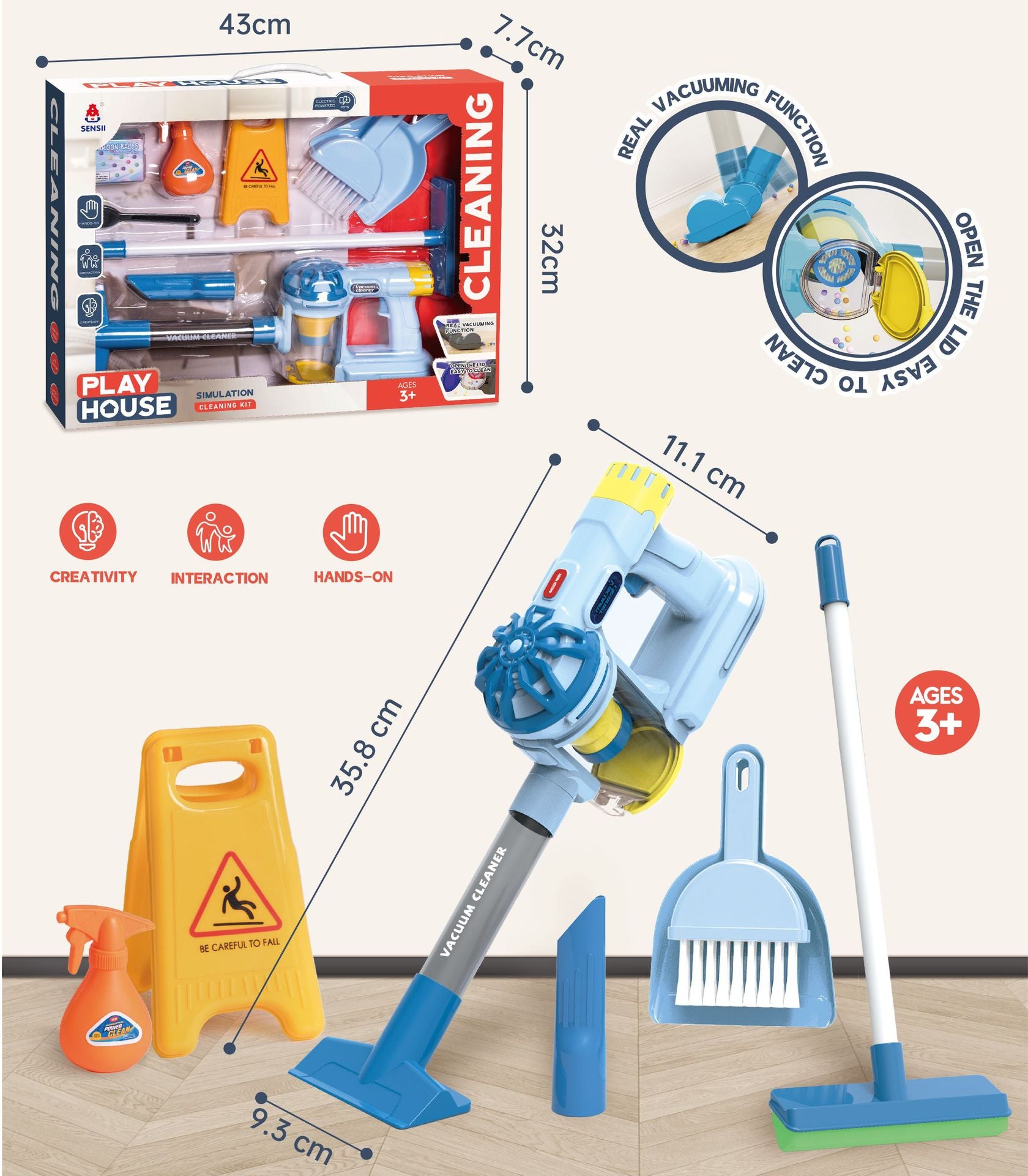 Children Electric Pretend Vacuum Cleaner Set