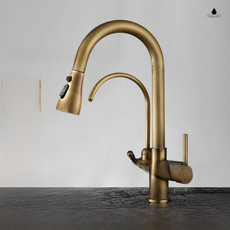 Antique Copper Three-in-One Kitchen Faucet